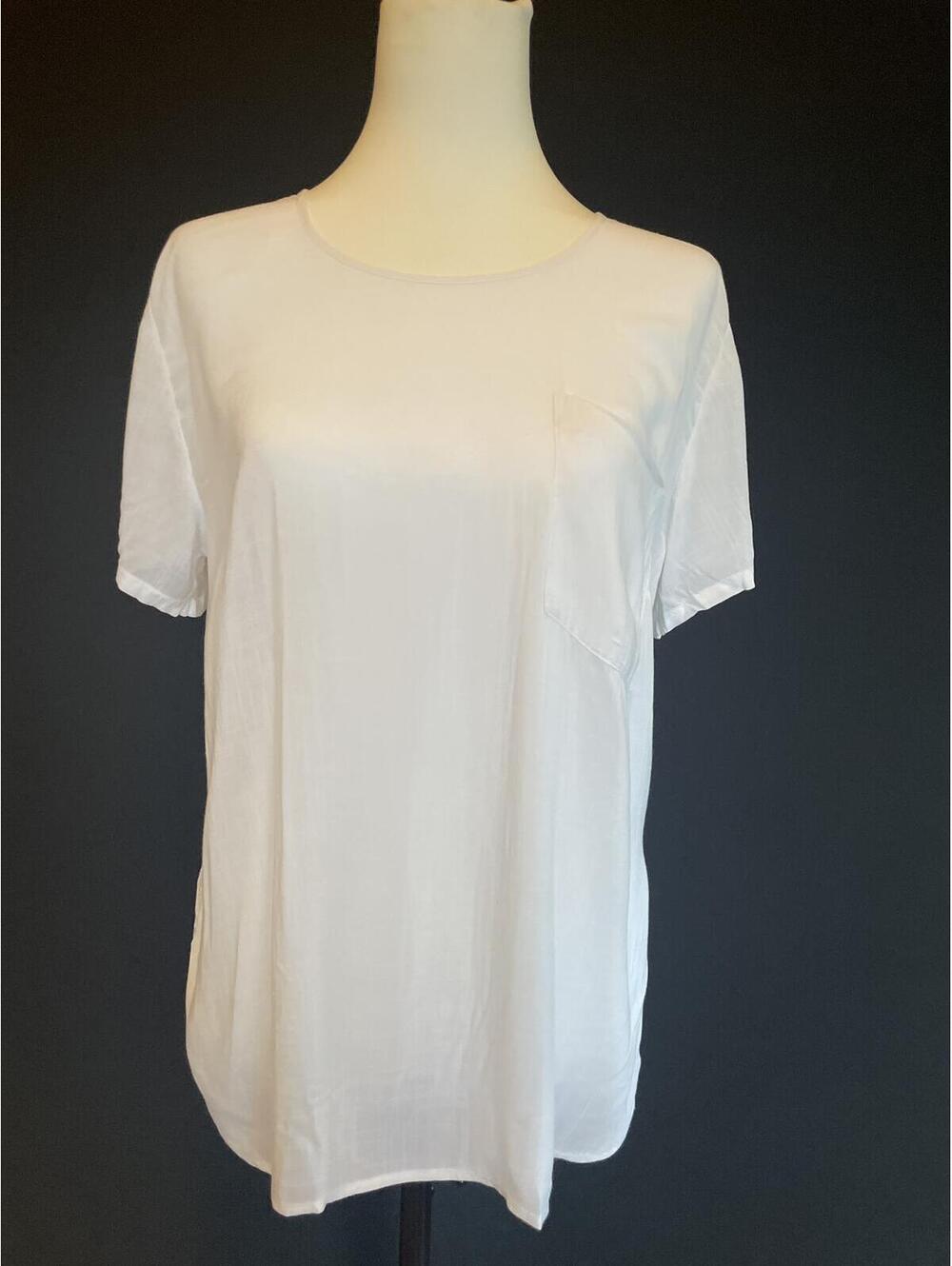 Bella Dahl White Rayon Jersey T-Shirt M 90s Minimalist Clean Girl Quiet Luxury